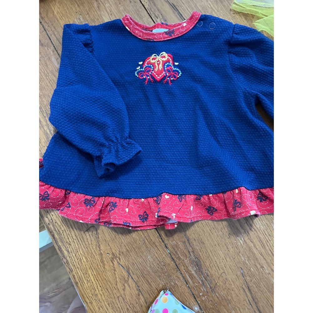 vtg healthtex red and blue shirt girl's 18mos